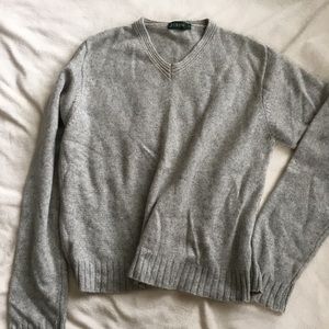 VTG J Crew gray v neck cashmere blend pullover S